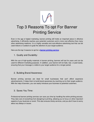 Top 3 Reasons To Opt For Banner Printing Service