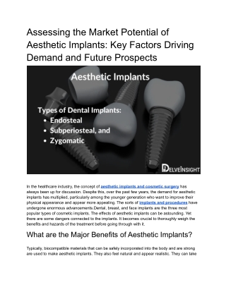 Aesthetic Implants Market _ Evaluating the Major Factors Creating the Demand for Aesthetic Products