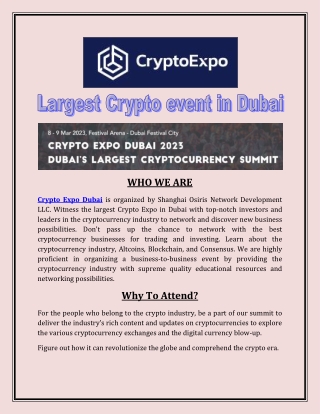 Largest Crypto event in Dubai