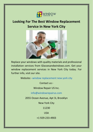 Looking For The Best Window Replacement Service In New York City