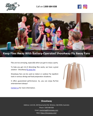 Keep Flies Away With Battery-Operated ShooAway Fly Away Fans