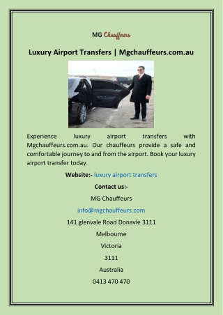 Luxury Airport Transfers  Mgchauffeurs.com