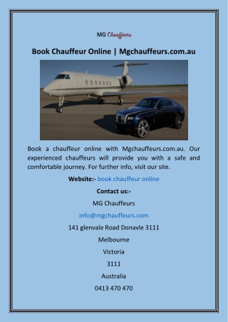 Book Chauffeur Online  Mgchauffeurs.com