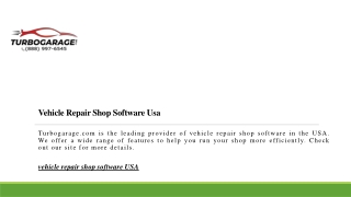 Vehicle Repair Shop Software Usa | Turbogarage.com