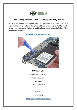 Phone Fixing Places Near Me  Mobilerepairfactory.com.au