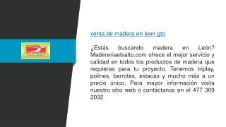 Venta de Madera en León GTO  Madereriaelsalto.com