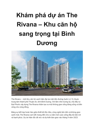 The Rivana - Thông tin, giá bán & giỏ hàng độc quyền 2023