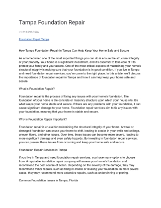 Tampa Foundation Repair