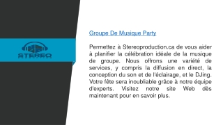 Groupe de musique de fête  Stéréoproduction.ca