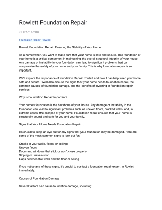 Rowlett Foundation Repair