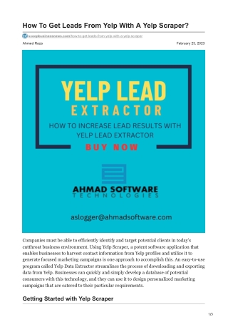How To Get Leads From Yelp With A Yelp Scraper