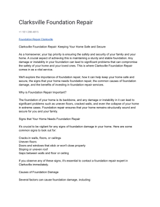 Clarksville Foundation Repair