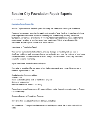 Bossier City Foundation Repair Experts