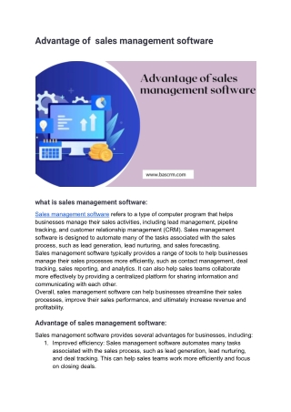Advantage of  sales management software