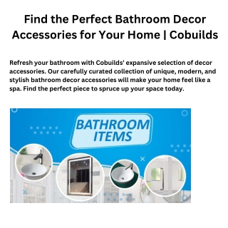 Find the Perfect Bathroom Decor Accessories for Your Home  Cobuilds Refresh your bathroom with Cobuilds’ expansive selec