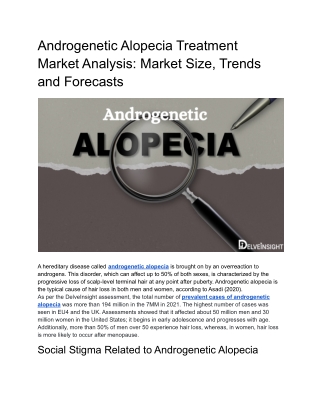 Millions of Patients and Billions in Untapped Androgenetic Alopecia Treatment Market