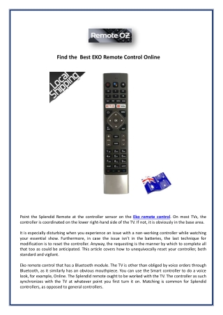 Find the best Eko Remote Control Online