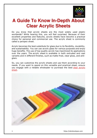 A Guide To Know In-Depth About Clear Acrylic Sheets