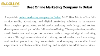 Best Online Marketing Company In Dubai