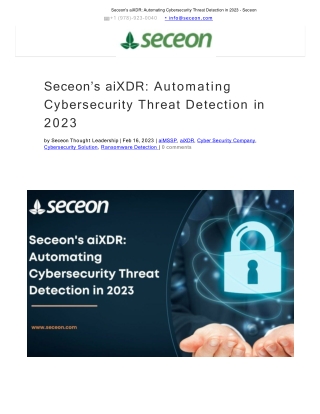 Seceon's aiXDR_ Automating Cybersecurity Threat Detection in 2023 - Seceon