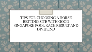 Tips For Choosing A Horse Betting Site With Good Singapore Pool Race Result And Dividend