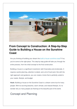 From Concept to Construction_ A Step-by-Step Guide to Building a House on the Sunshine Coast