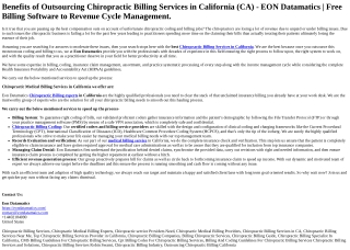 Benefits of Outsourcing Chiropractic Billing Services in California (CA) - EON D