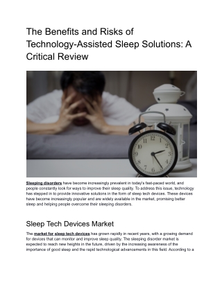 How is Technology Addressing the Sleeping Disorder