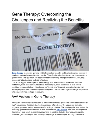 Gene Therapy_ The Next Milestone in Treating Complex Diseases