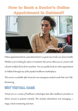 How to Book a Doctor's Online Appointment in Oakland?