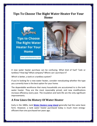 Tips to Choose The Right Water Heater For Your Home