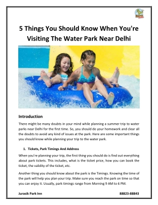 5 Things You Should Know When You're Visiting The Water Park Near Delhi