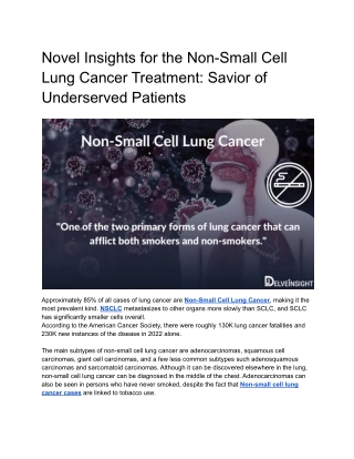 Novel Insights Into The Non-Small Cell Lung Cancer Market - Blog Promotion