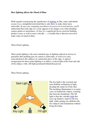 How lighting affects the Mood of films