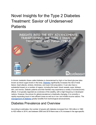 Insights Into the Key Advancements Transforming the Type 2 Diabetes Treatment and Management