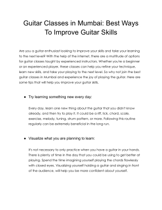 Guitar Classes in Mumbai : Best Ways To Improve Guitar Skills