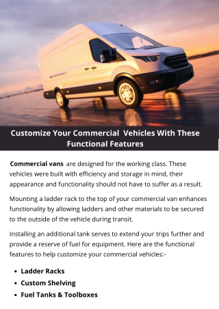 Customize Your Commercial Vehicles With These Functional Features