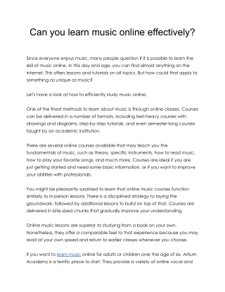 Can you learn music online effectively?