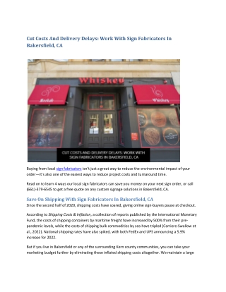 Cut Costs And Delivery Delays