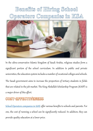 Benefits of Hiring School Operators Companies in KSA