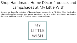 Shop Handmade Home Décor Products and Lampshades