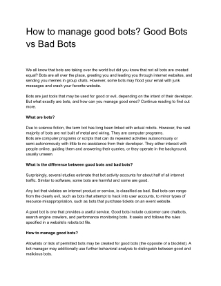 How to manage good bots_ Good Bots vs Bad Bots