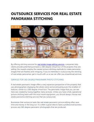 OUTSOURCE SERVICES FOR REAL ESTATE PANORAMA STITCHING