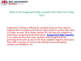 What Is An Assignment Help Coventry And How Can It Help You?