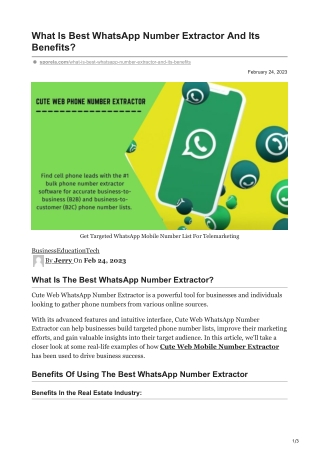 1What Is Best WhatsApp Number Extractor And Its Benefits