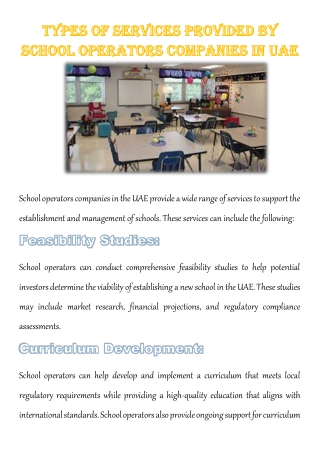 Types of Services Provided by School Operators Companies in UAE