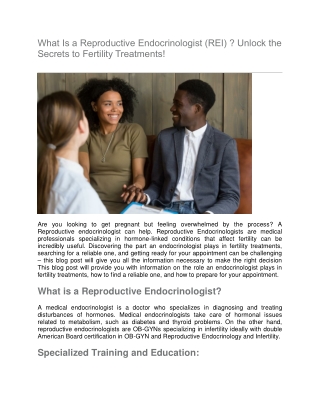 What Is a Reproductive Endocrinologist (REI)  Unlock the Secrets to Fertility Treatments! - Center for Reproductive Endo