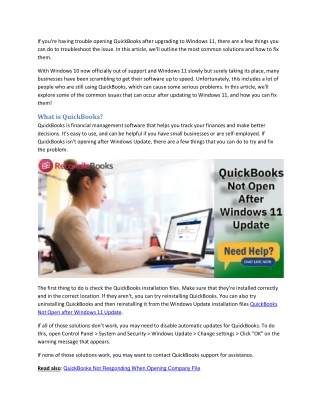 Fix QuickBooks Not Open after Windows 10, 11 Update