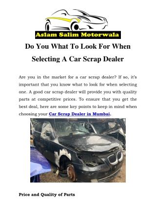 Car Scrap Dealer in Mumbai  Call-7428590020