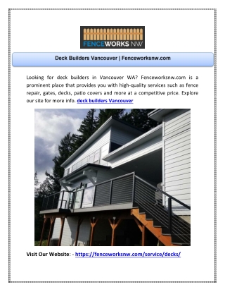 Deck Builders Vancouver | Fenceworksnw.com